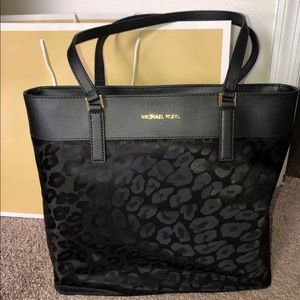 Michael Kors black leopard tote